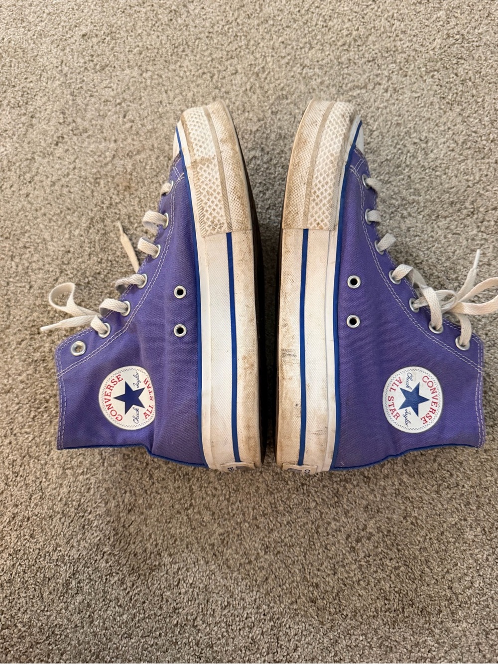 Purple/blue High Top Converse